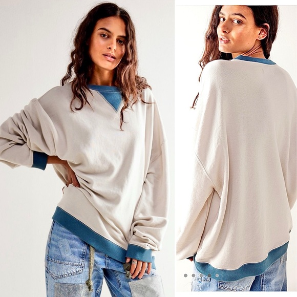 Free People Classic Colorblack Oversized Crewneck - Picture 1 of 9